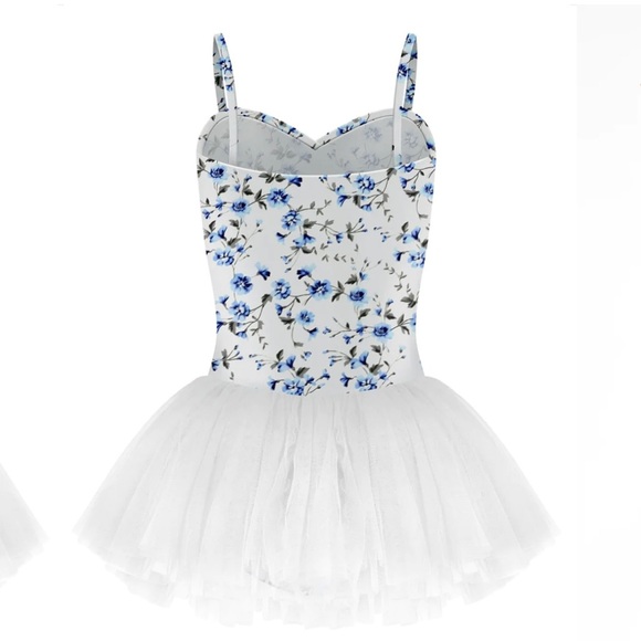 Danse de Paris FLORETTE TUTU WHITE with hair blossom, blue floral child Large - Picture 2 of 14